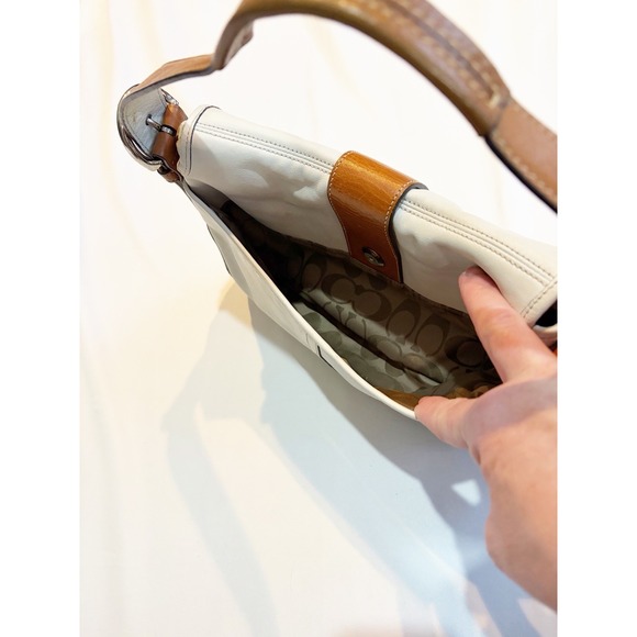 Coach Y2K White Brown Classic Medium Soho Flap Leather Shoulder Bag 9248 China - Picture 8 of 10